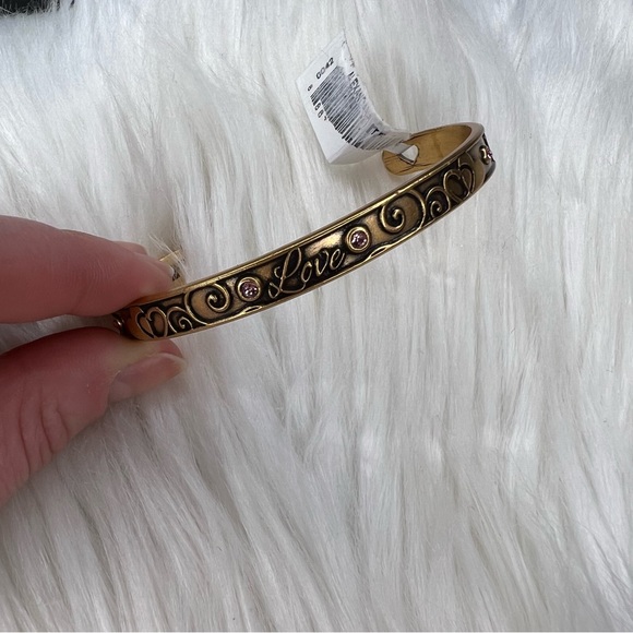 Alex and Ani Rafaelian Gold Love Pink Swarovski Crystal Cuff Bangle Bracelet - Picture 1 of 3